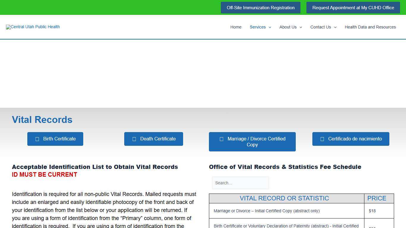 Vital Records – Central Utah Public Health