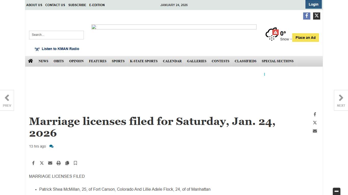 Marriage licenses filed for Saturday, Jan. 24, 2026 News themercury.com